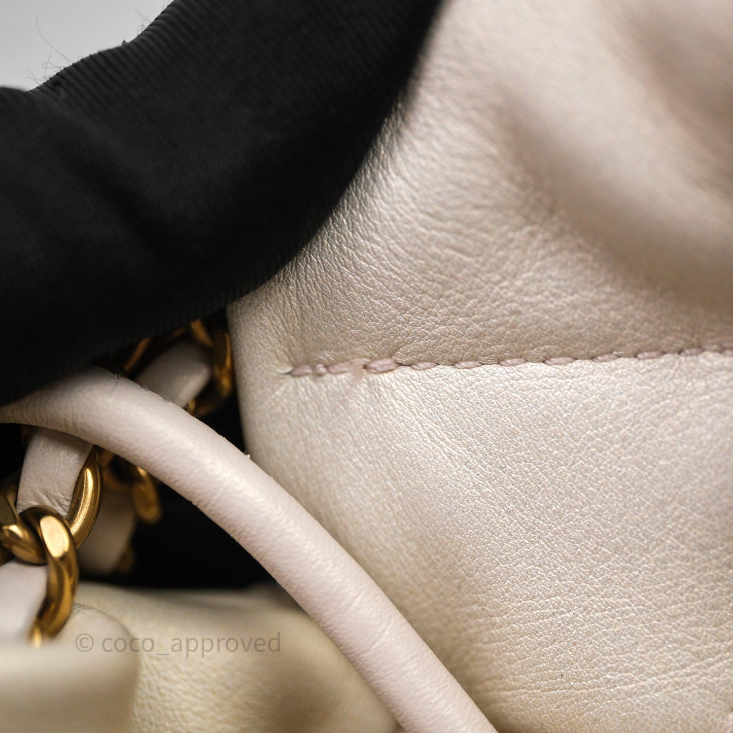 Chanel 22 Mini Bag Iridescent Light Pearly Calfskin Aged Gold Hardware