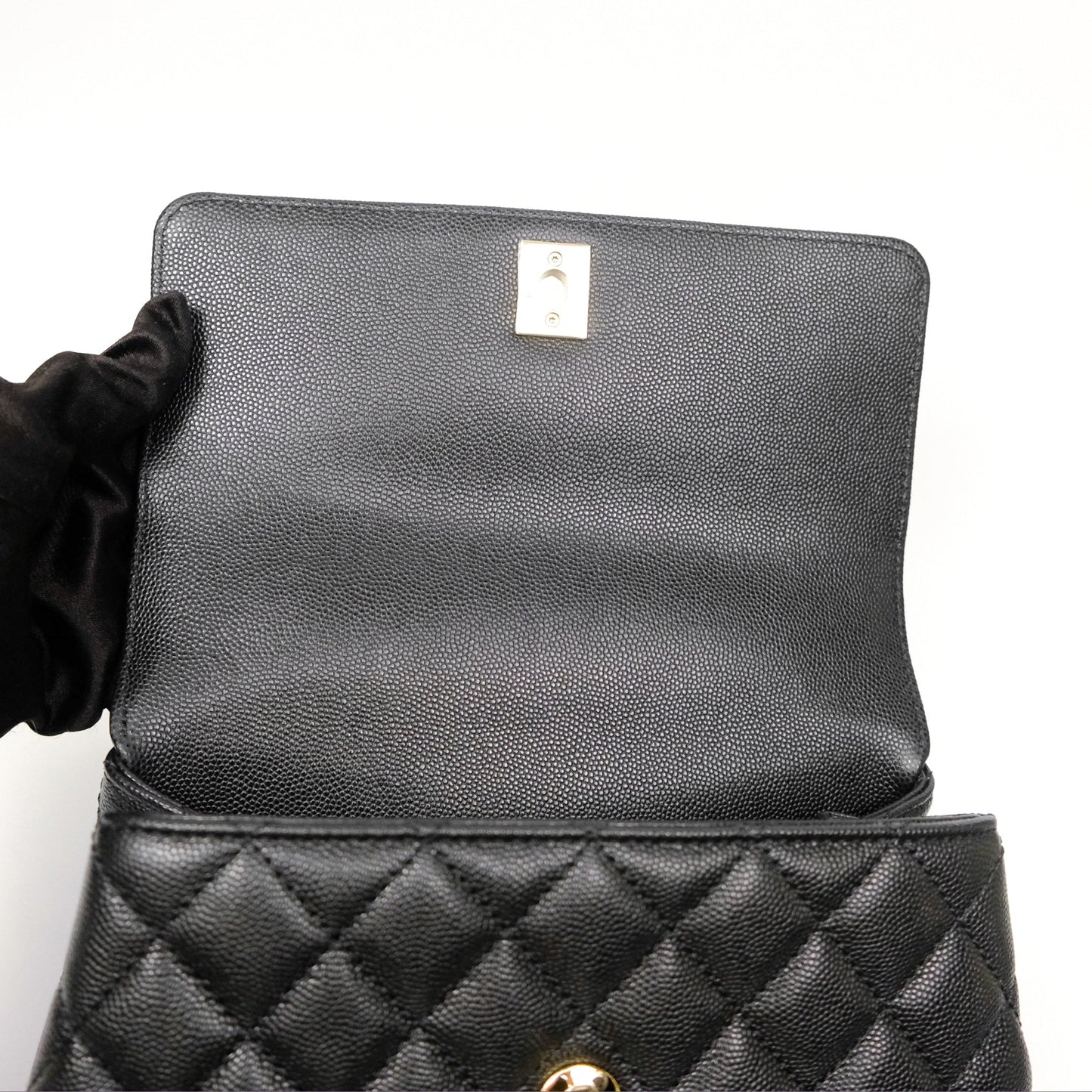 Chanel Small Coco Handle Black Caviar Gold Hardware