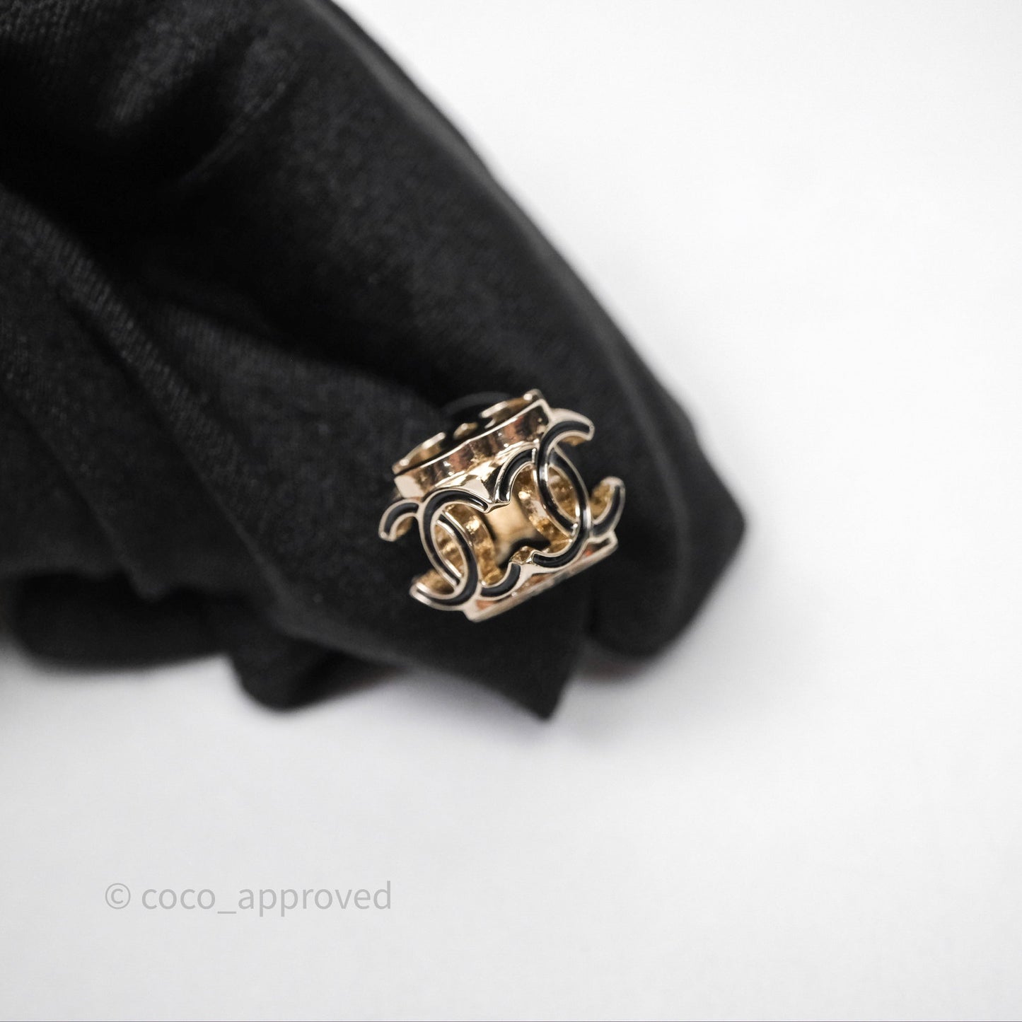 Chanel CC Gold/Black Cube Earrings Gold Tone 22K