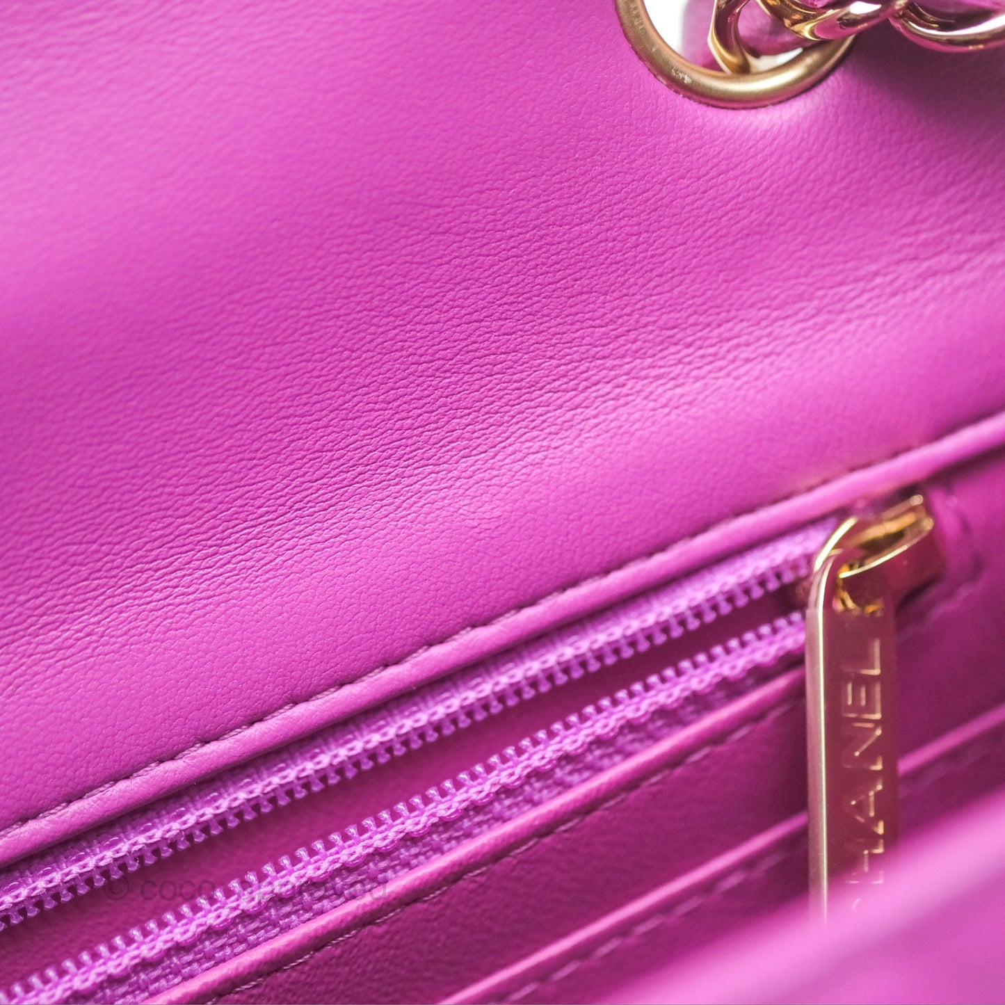 Chanel Mini Square Flap Quilted Purple Lambskin Gold Hardware