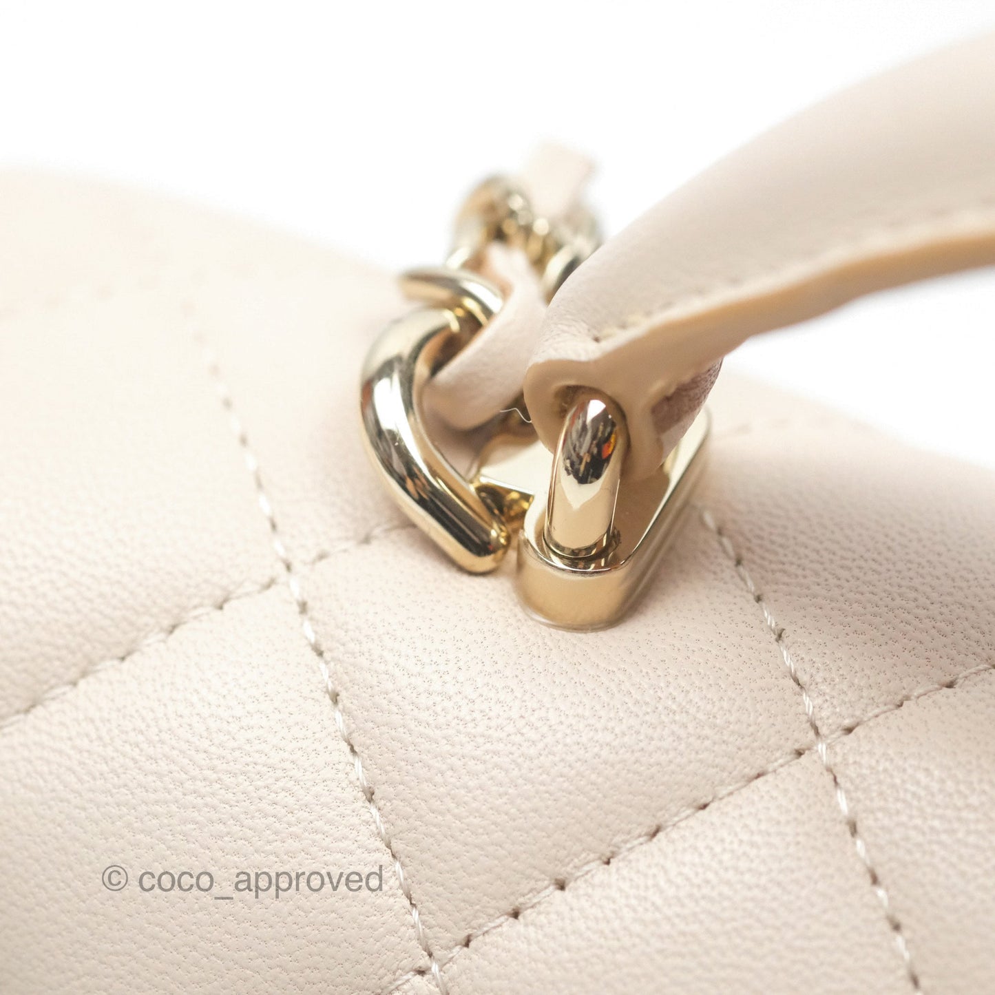Chanel Top Handle Mini Rectangular Flap Bag Ecru/Beige Lambskin Gold Hardware 23P