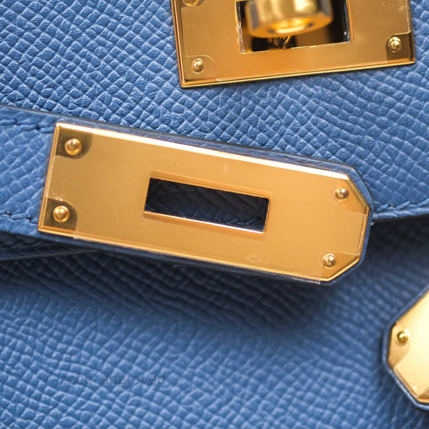 Hermès Sellier Kelly 28 Blue Epsom Gold Hardware