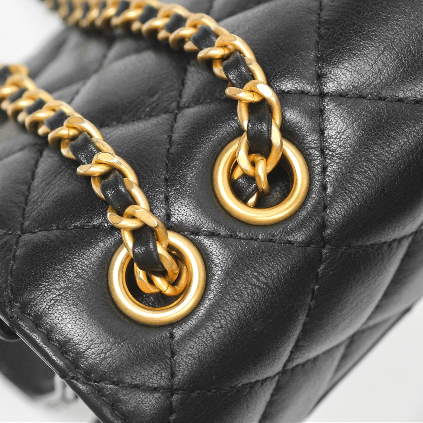 Chanel Triple Flap Bag Quilted Black Calfskin Aged Gold Hardware