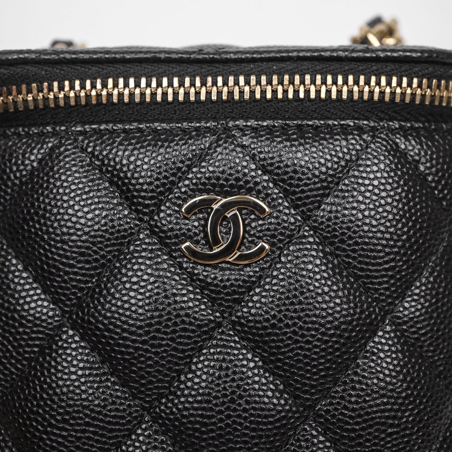 Chanel Classic Mini Vanity With Chain Black Caviar Gold Hardware