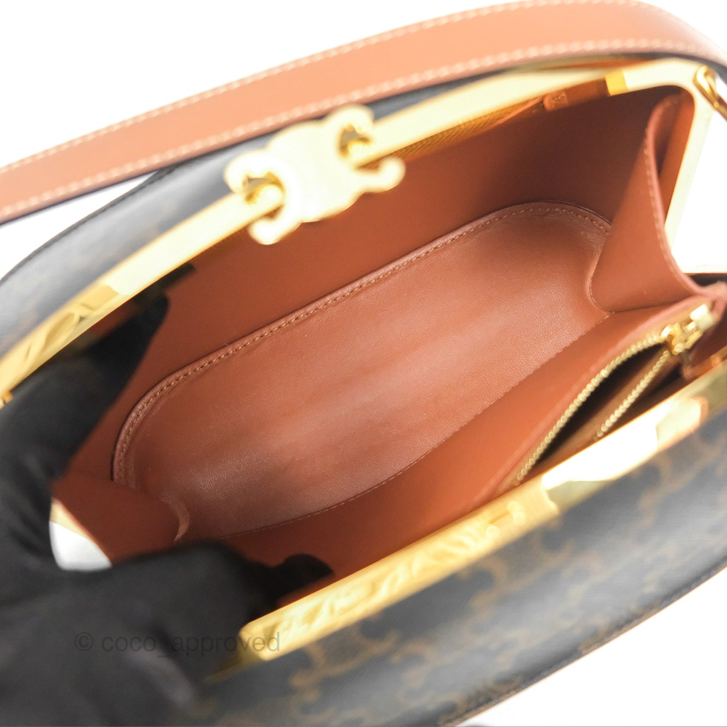 Celine Lunch Box Bag Triomphe Canvas Tan