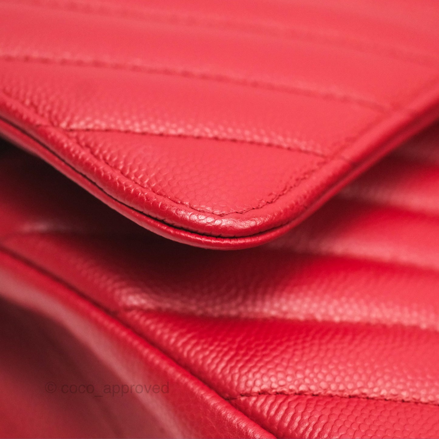 Chanel Medium Classic Flap Chevron Red Caviar Silver Hardware