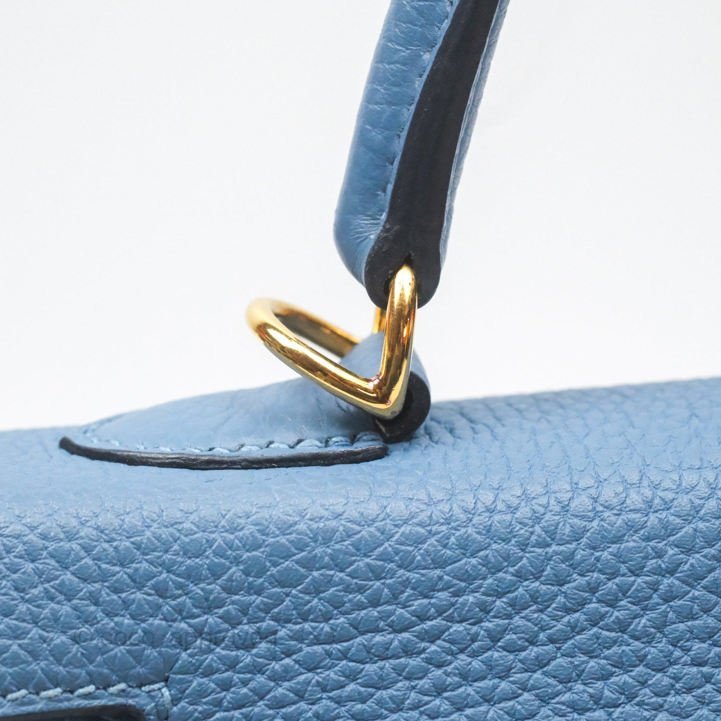 Hermes Kelly 25 Togo Bleu Azur 7R Gold Hardware