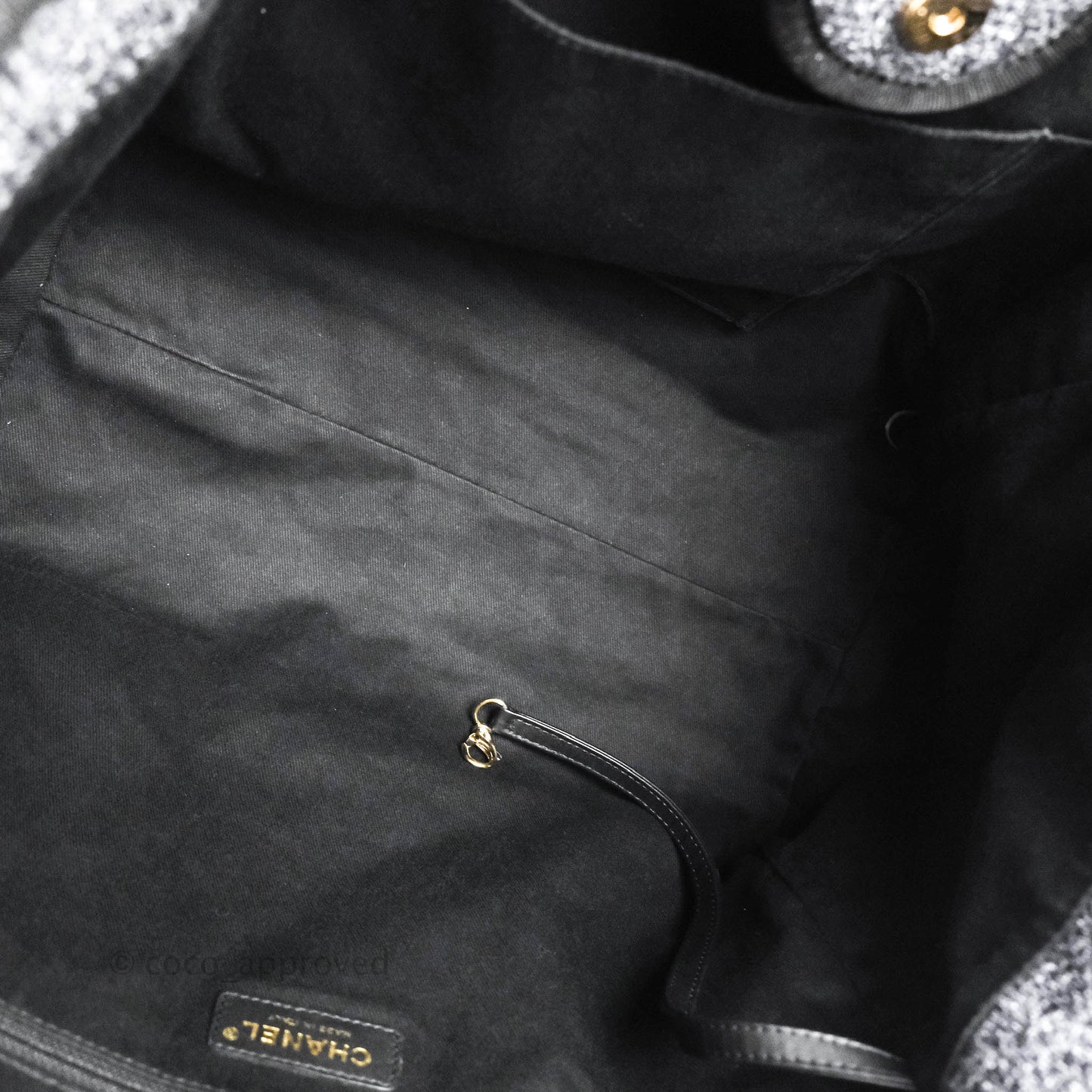Chanel Large Deauville Charcoal Grey Canvas Gold Hardware