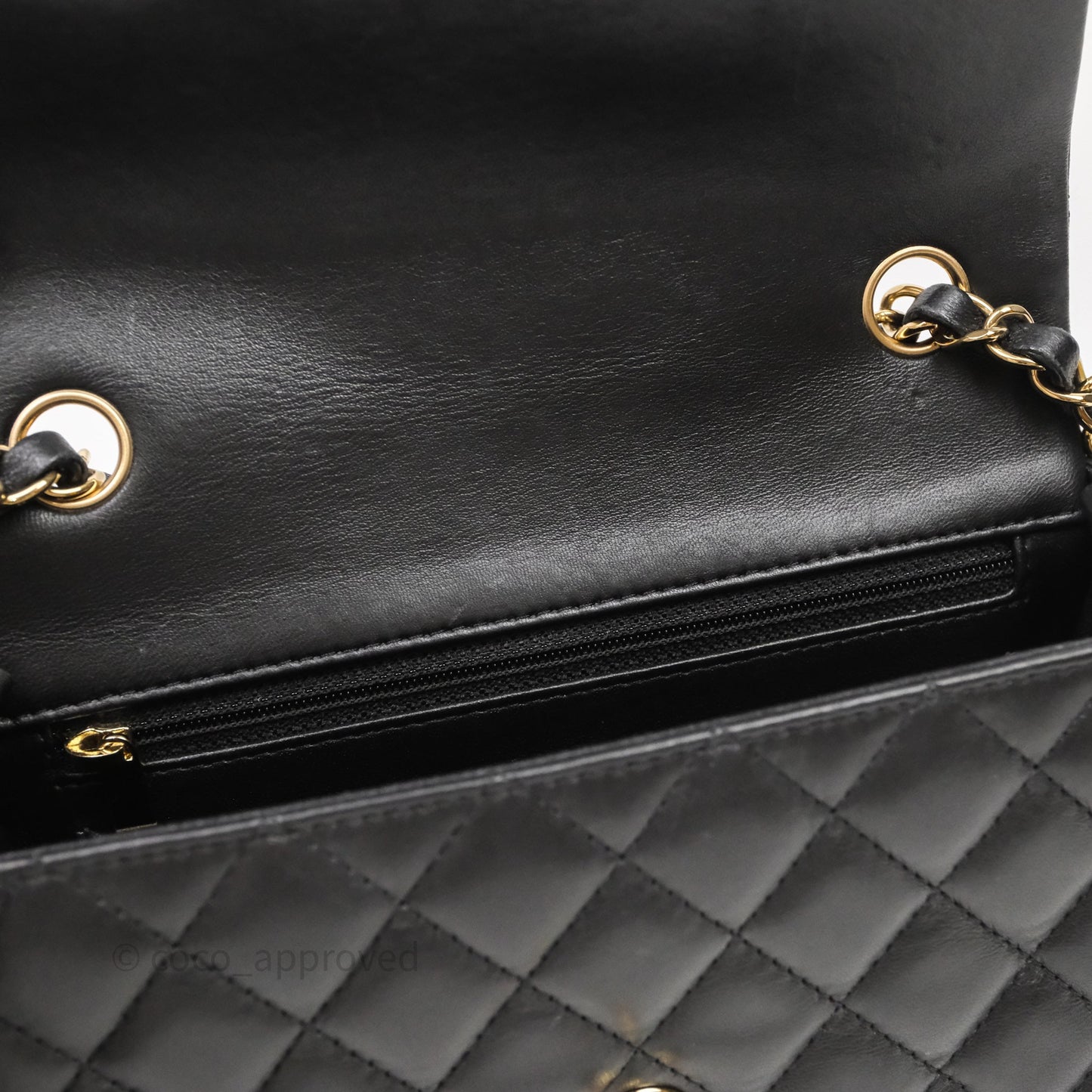 Chanel Mini Rectangular Flap Quilted Black Lambskin Gold Hardware