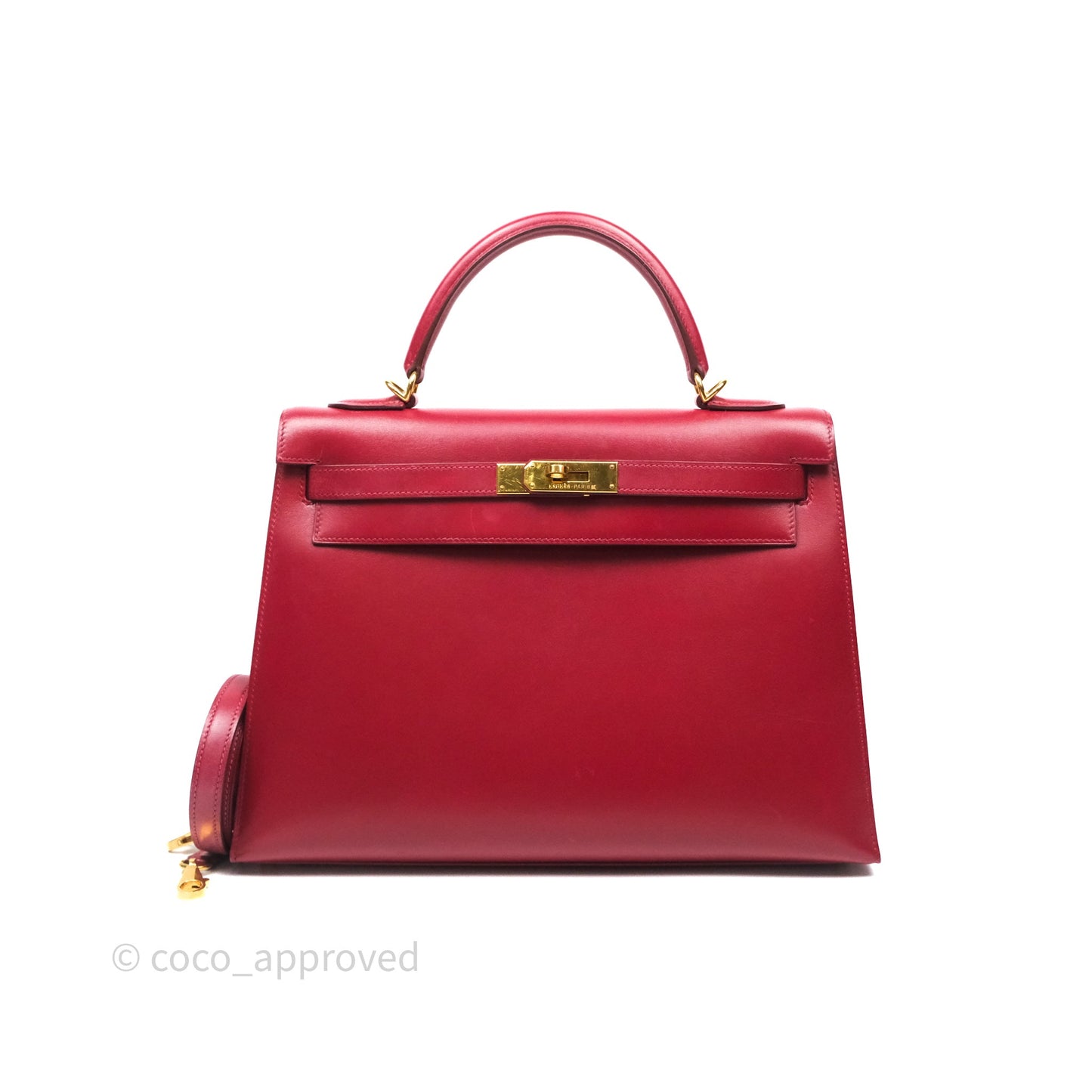 Hermès Vintage Kelly 32 Sellier Rouge Hermes 55 Box Leather Gold Hardware