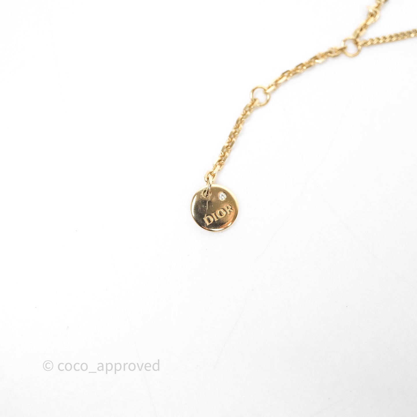 Christian Dior CD Petit Double Necklace Crystal Gold Tone