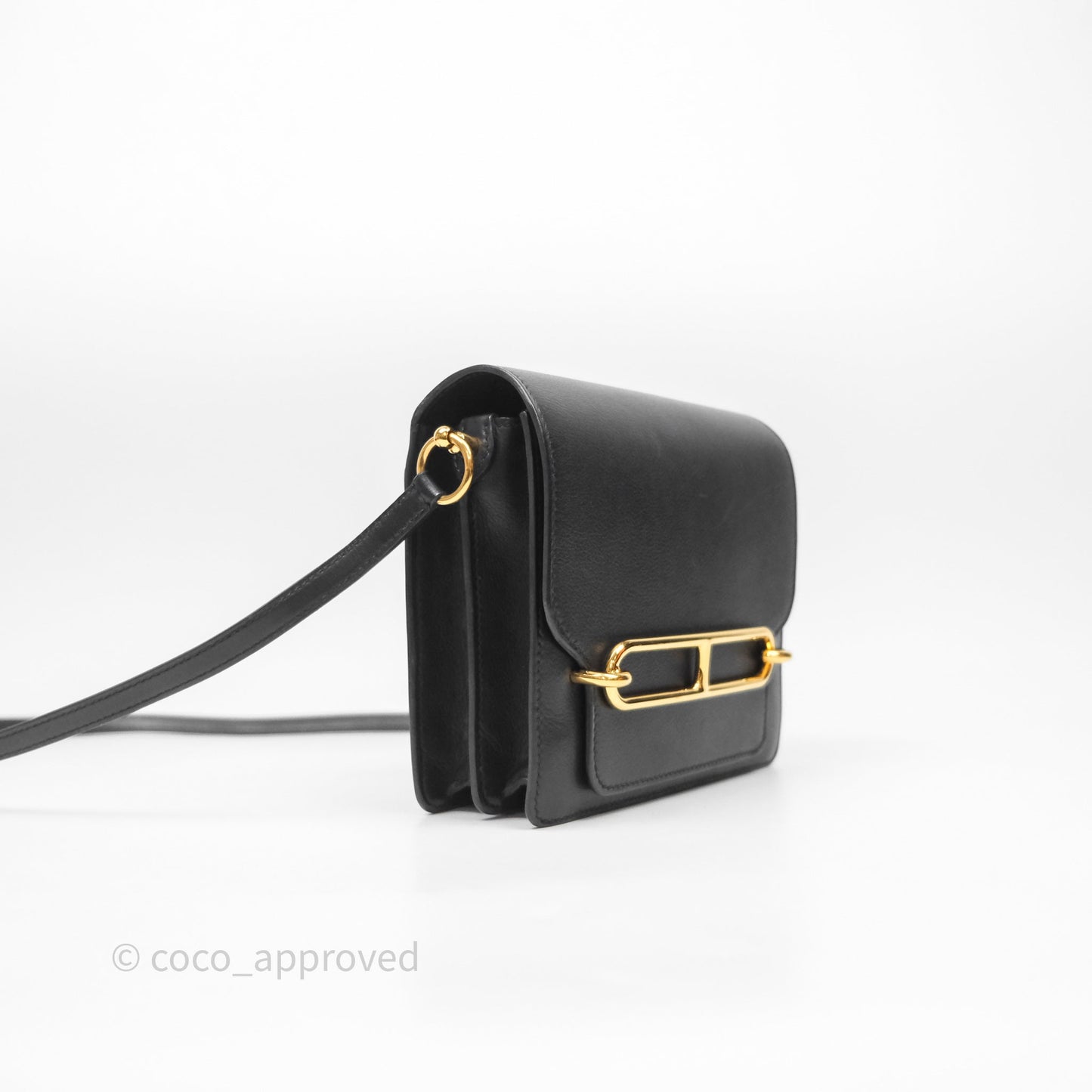 Hermès Roulis Mini 18 Black Veau Evergrain Gold Hardware