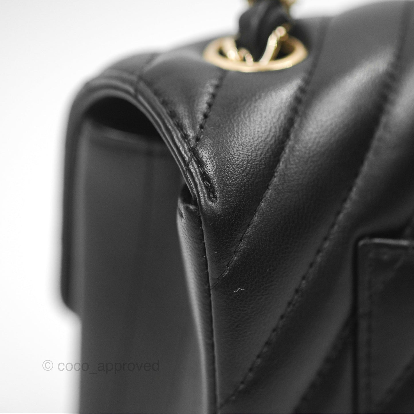Chanel Chevron Mini Rectangular Flap Black Lambskin Gold Hardware