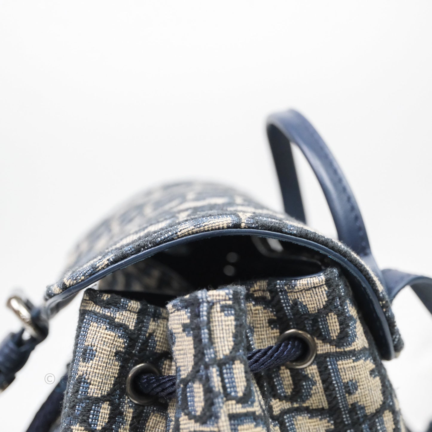 Christian Dior Mini Backpack Oblique Jacquard Beige and Blue