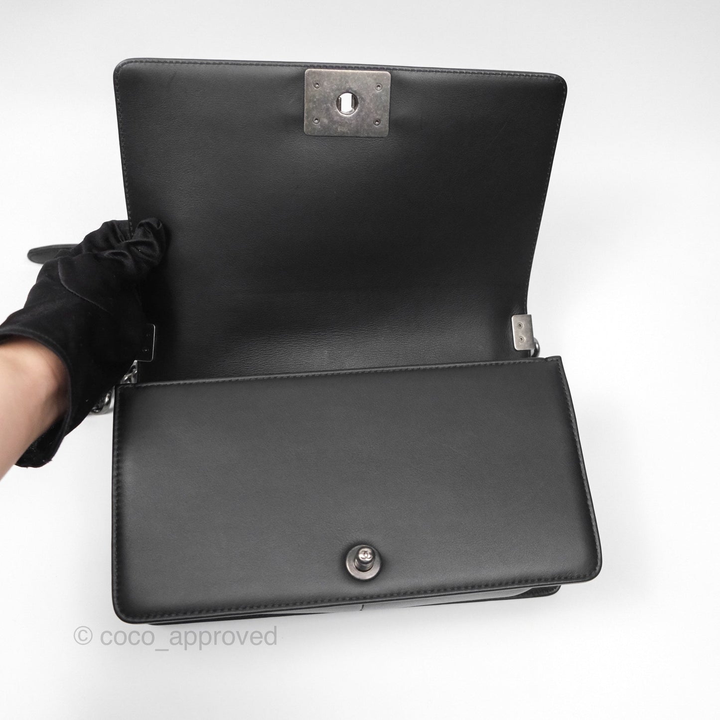 Chanel Medium Boy Quilted Black Calfskin Ruthenium Hardware