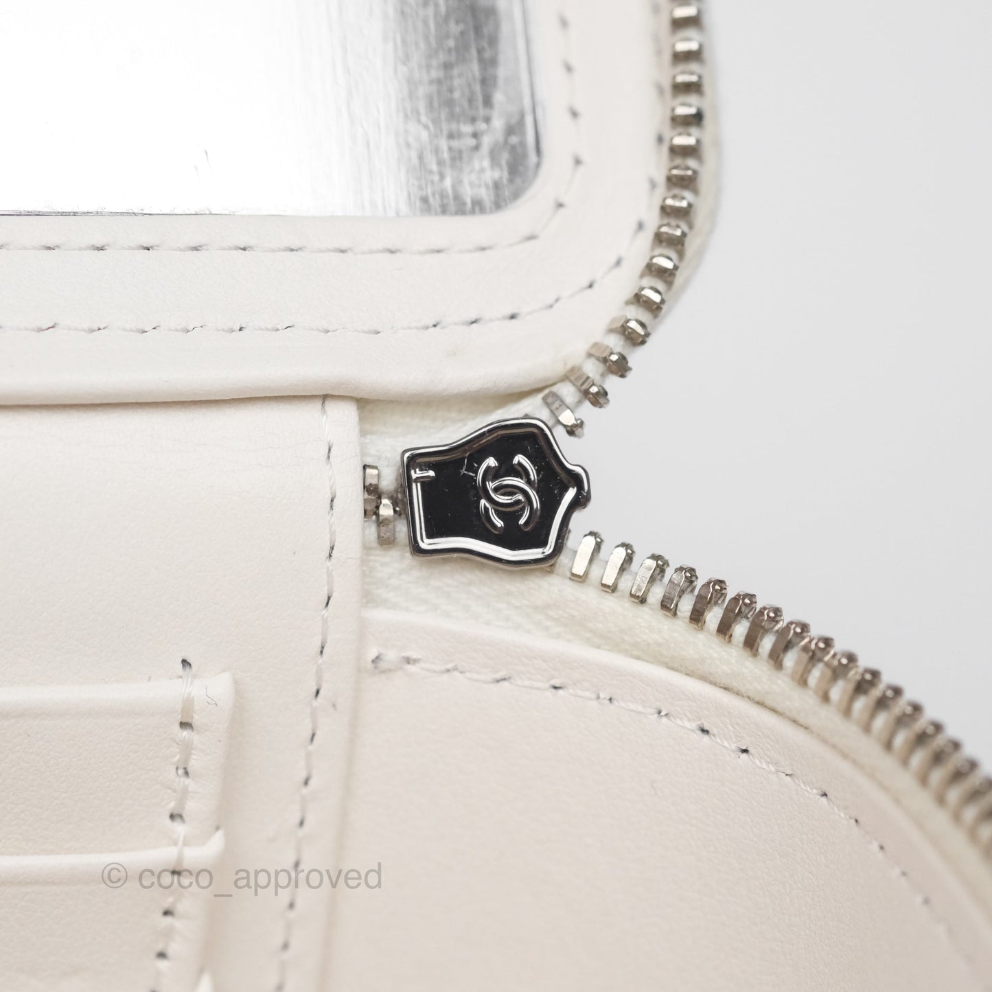 Chanel Crystals Top Handle Vanity Rectangular White Lambskin Gun Metal