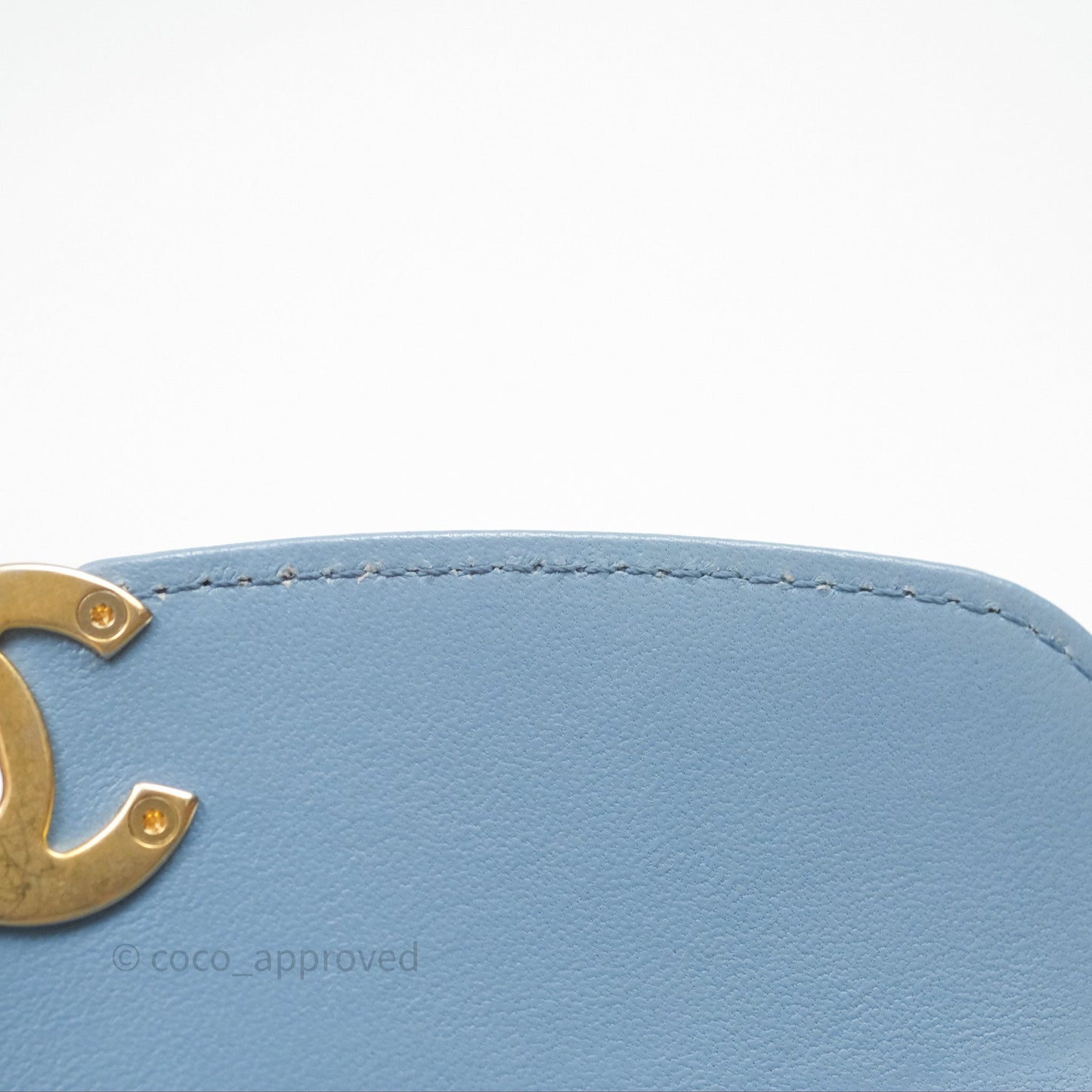 Chanel Curved Flap Bag Blue Lambskin Aged Gold Hardware