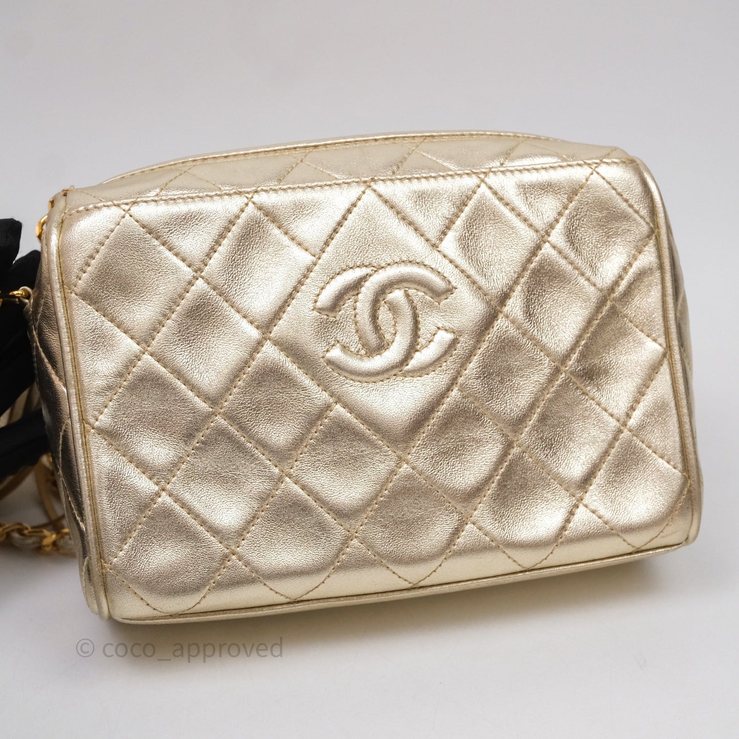 Chanel Vintage Camera Bag Gold Lambskin Gold Hardware