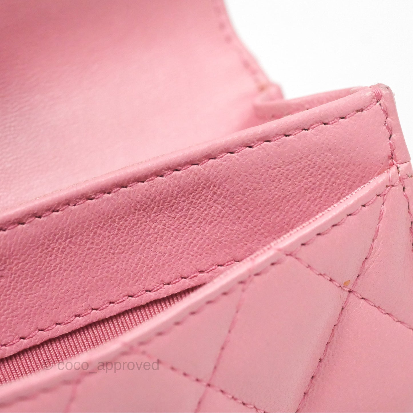 Chanel Quilted Flap Card Holder Pink Lambskin Silver Hardware