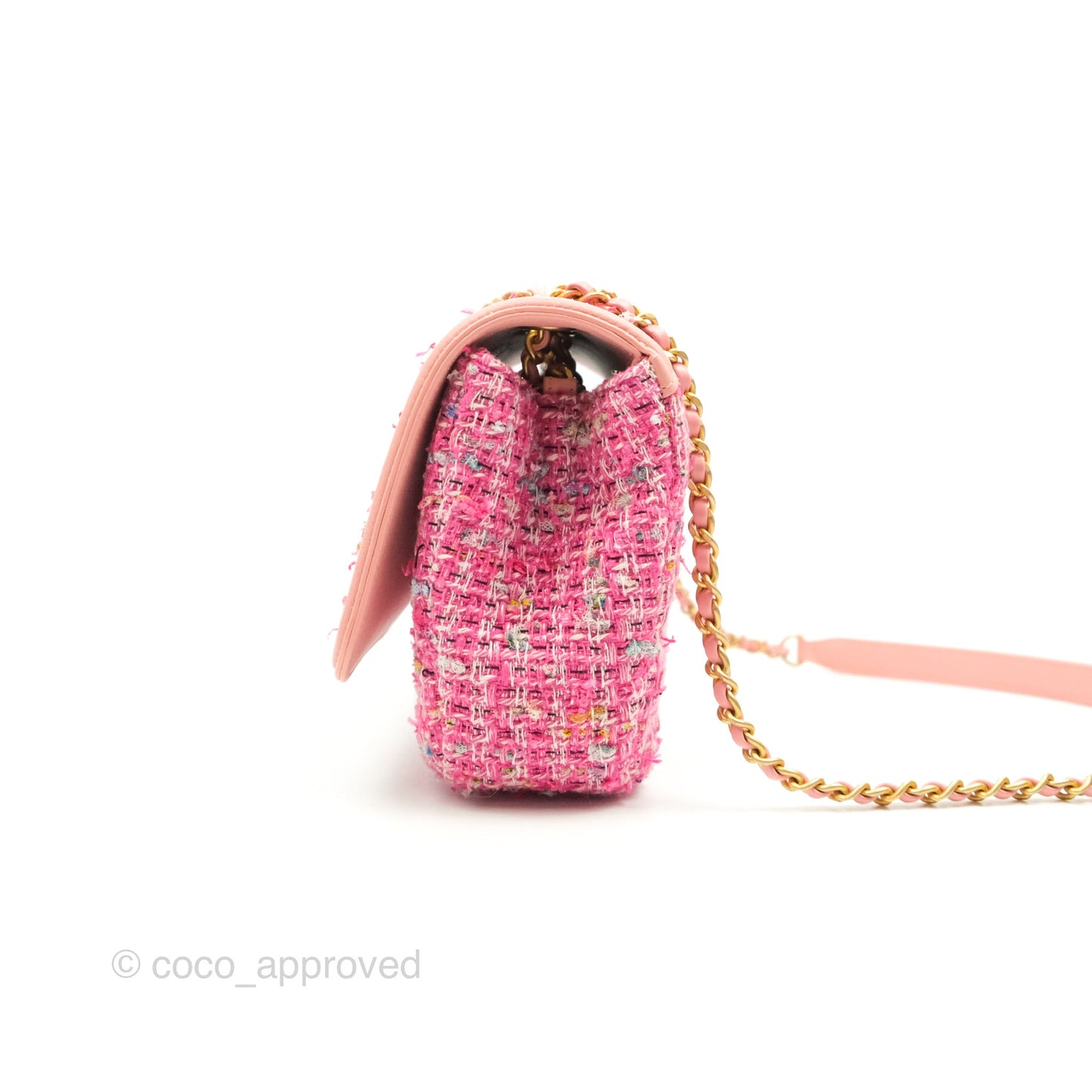 Chanel Quilted Small CC Filigree Flap Pink Tweed