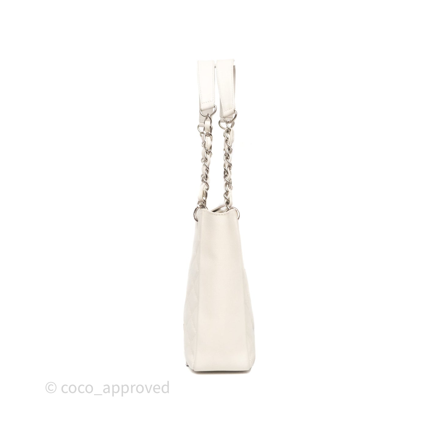 Chanel Vertical GST White Caviar Silver Hardware