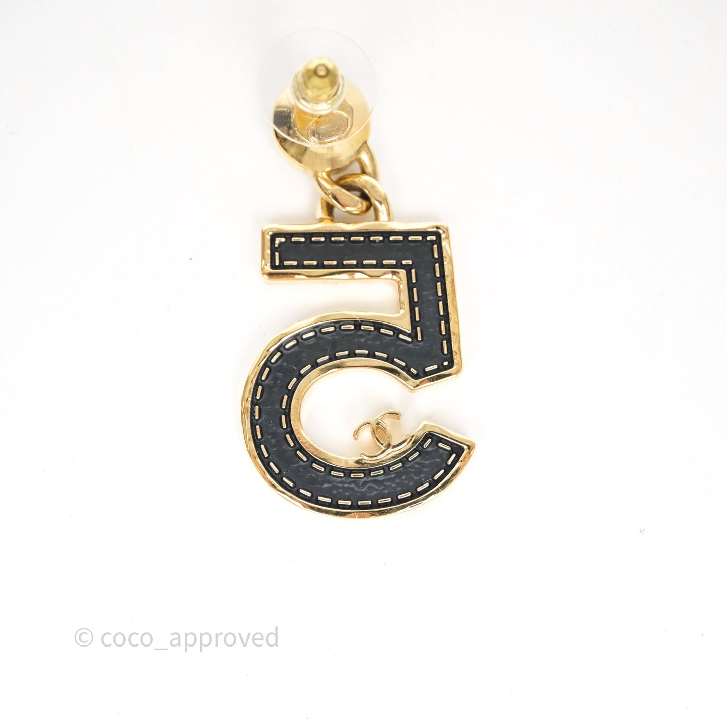 Chanel Crystal No.5 Drop Earrings Gold Tone 23S