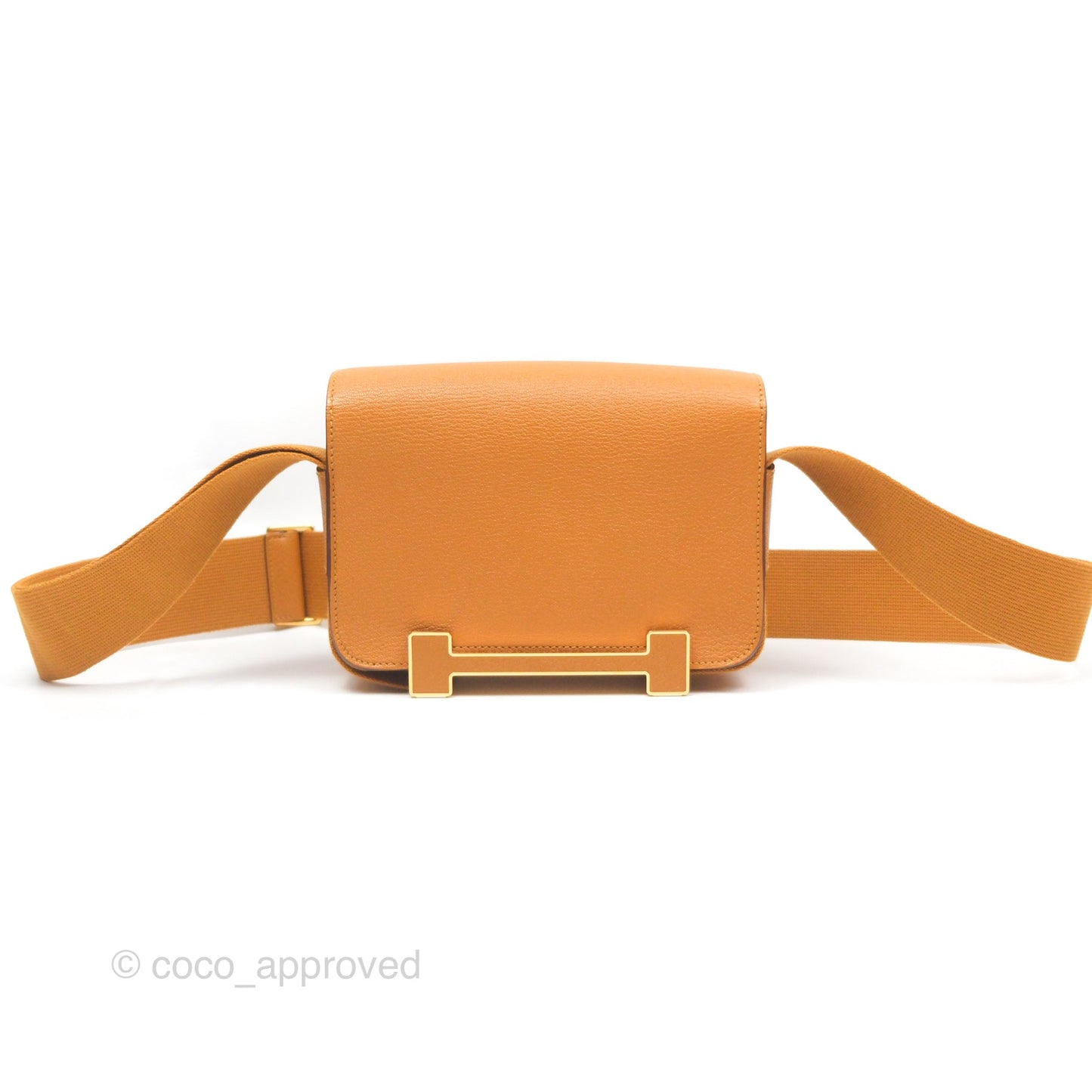Hermès Geta Bag Caramel Chevre Mysore Gold Hardware