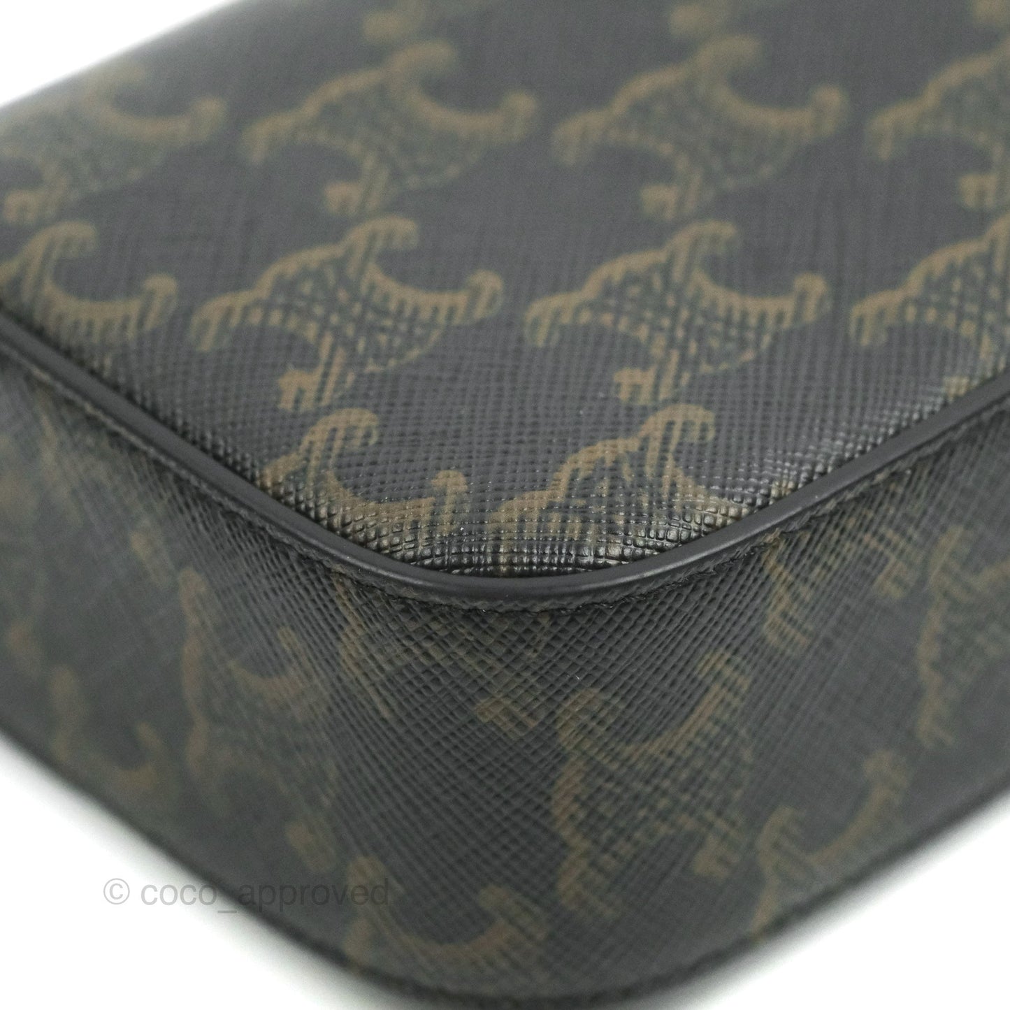 Celine Tan Canvas Calfskin Mini Triomphe