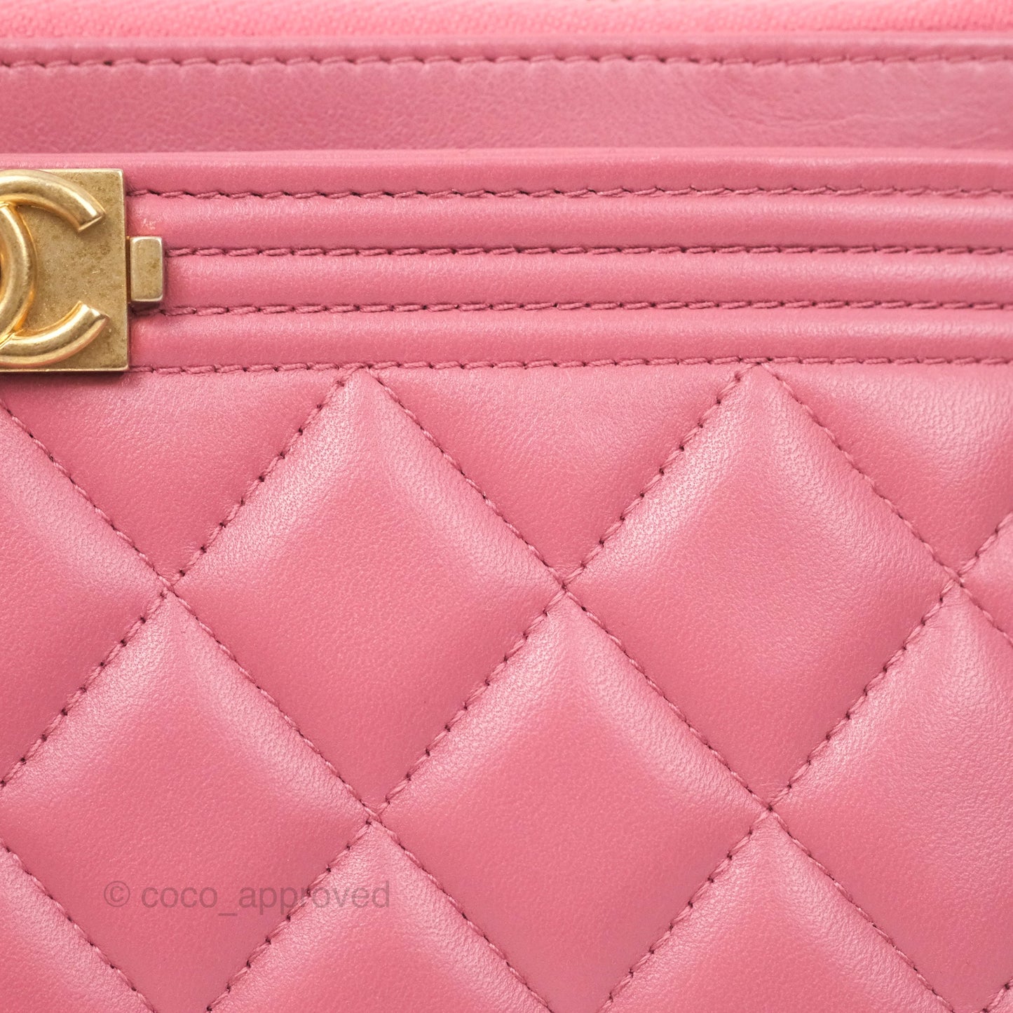 Chanel Boy Long Pouch Wallet Dusty Pink Lambskin Aged Gold Hardware