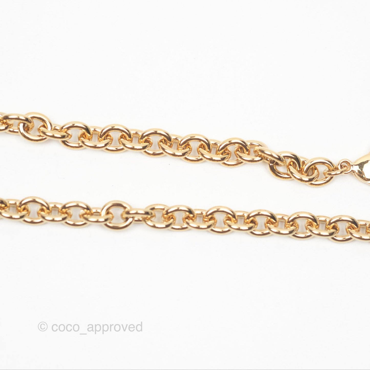 Chanel Black CC Heart Lucky Clover Chain Belt Gold Tone 24P