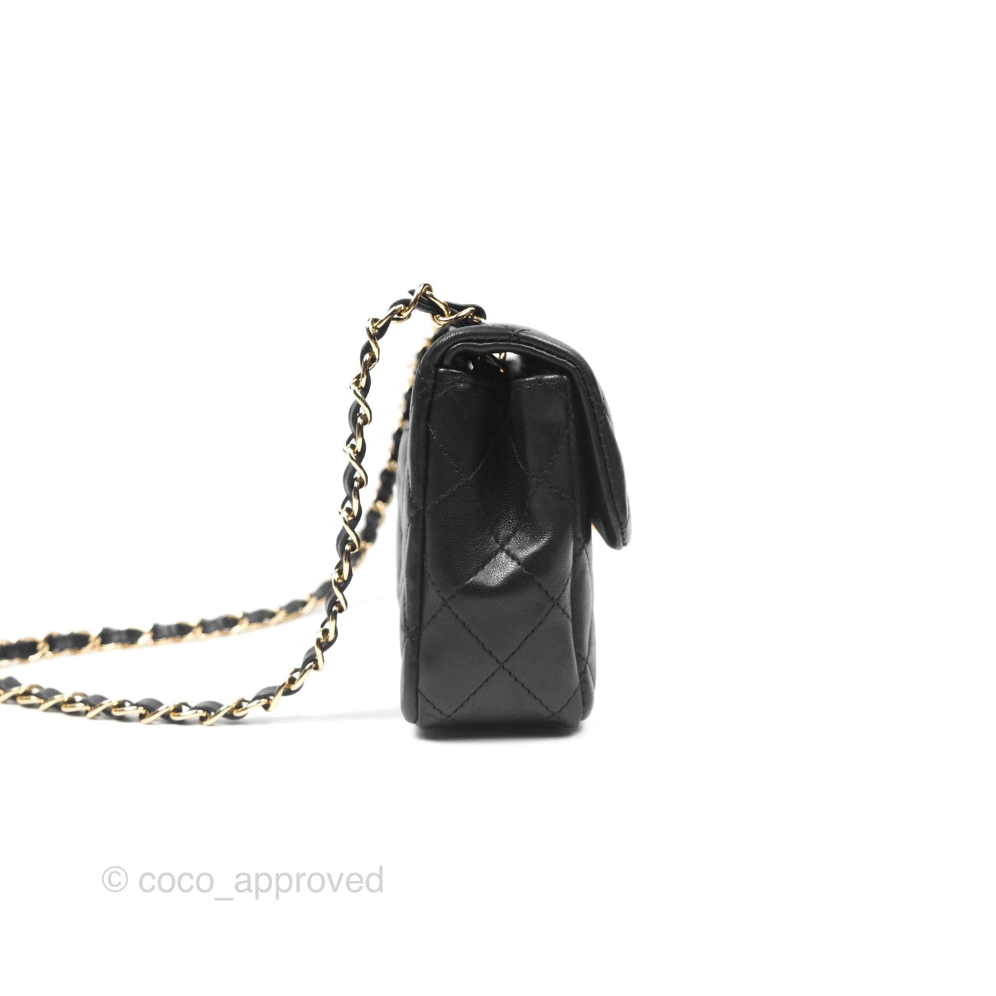 Chanel Quilted East West Flap Bag Black Lambskin Gold Hardware