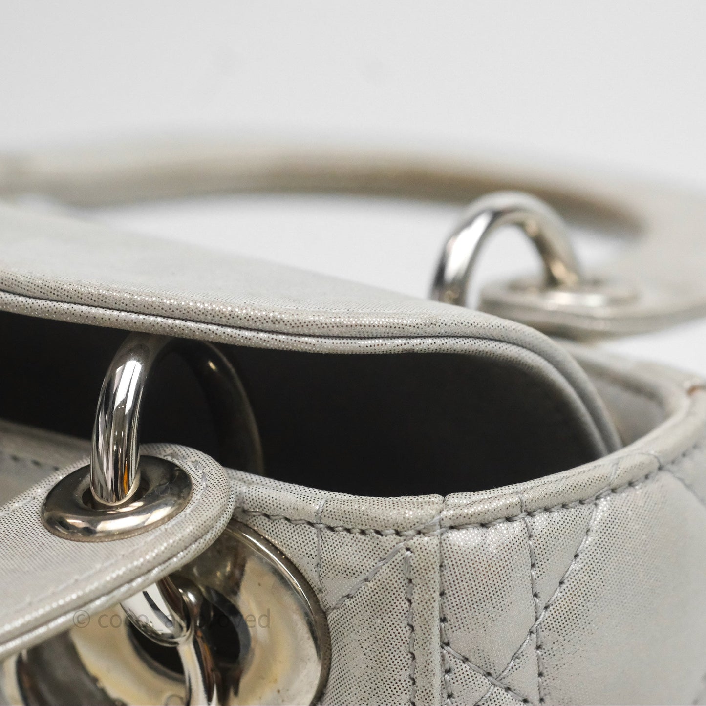 Christian Dior Calfskin Cannage Mini Lady Dior Grey
