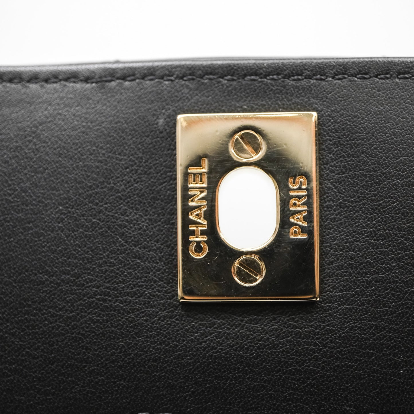 Chanel Black Lambskin Chevron Quilted Statement Flap Bag Light Gold Hardware