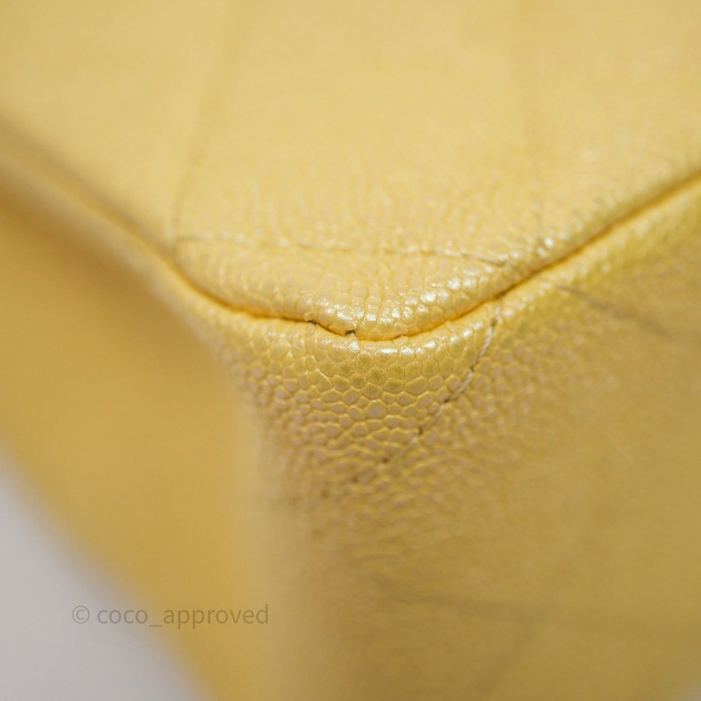 Chanel Classic M/L Medium Flap Quilted Iridescent Yellow Caviar Gold Hardware