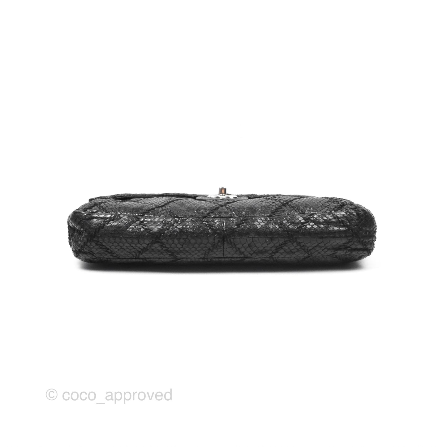 Chanel Quilted Ultimate Stitch Flap Bag Matte Python Black Silver Hardware
