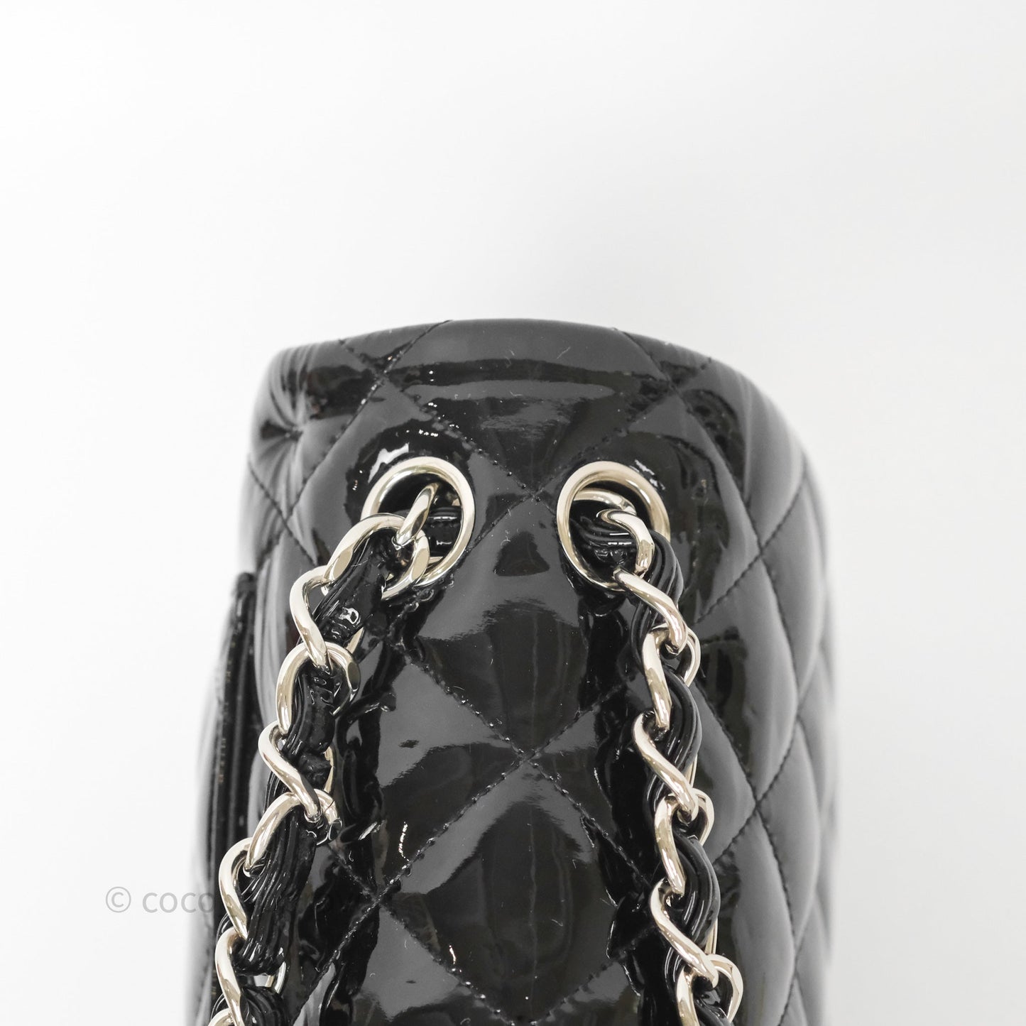 Chanel Jumbo Double Flap Black Patent Silver Hardware⁣⁣