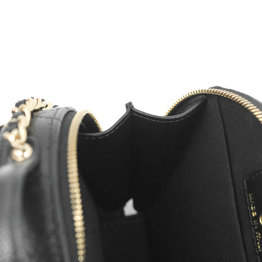 Chanel Mini Round Vanity Bag Handle With Care Black Caviar 22C