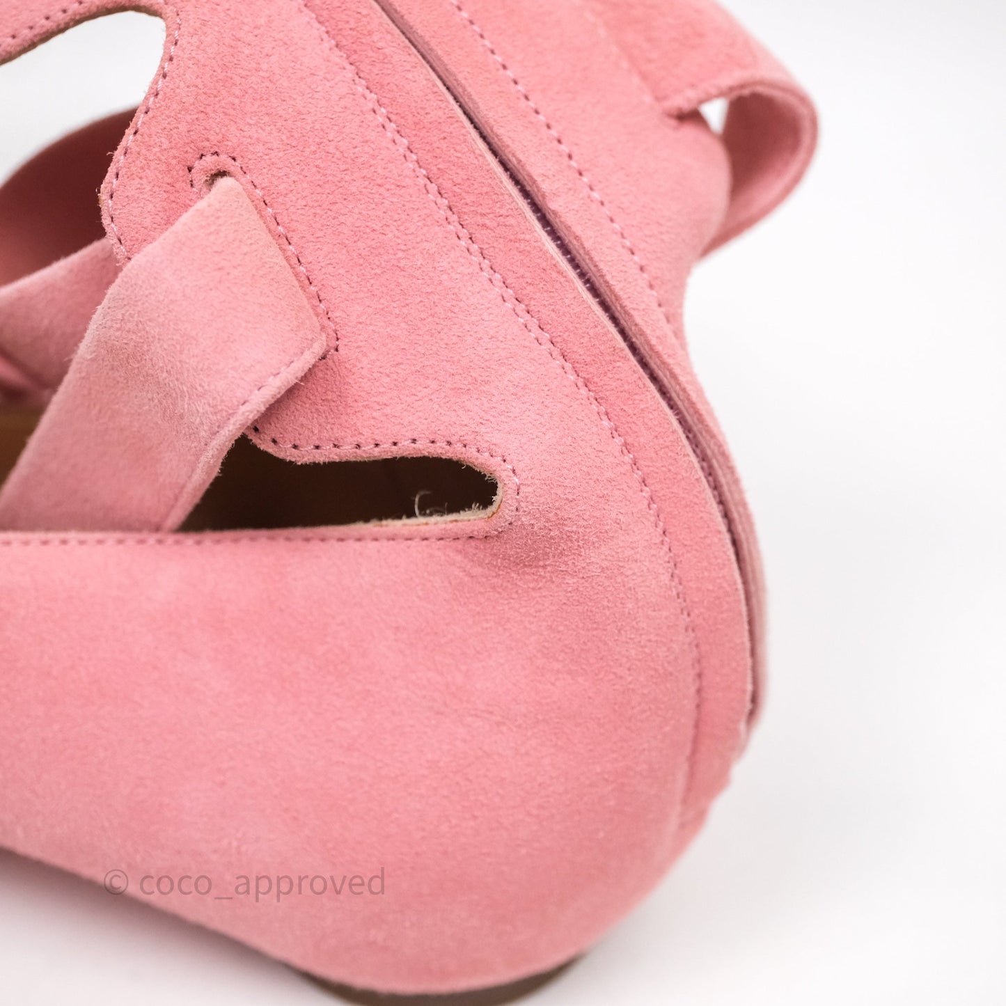 Valentino Garavani Suede Ballet Flats Tango Ankle Wrap Pink Size 38