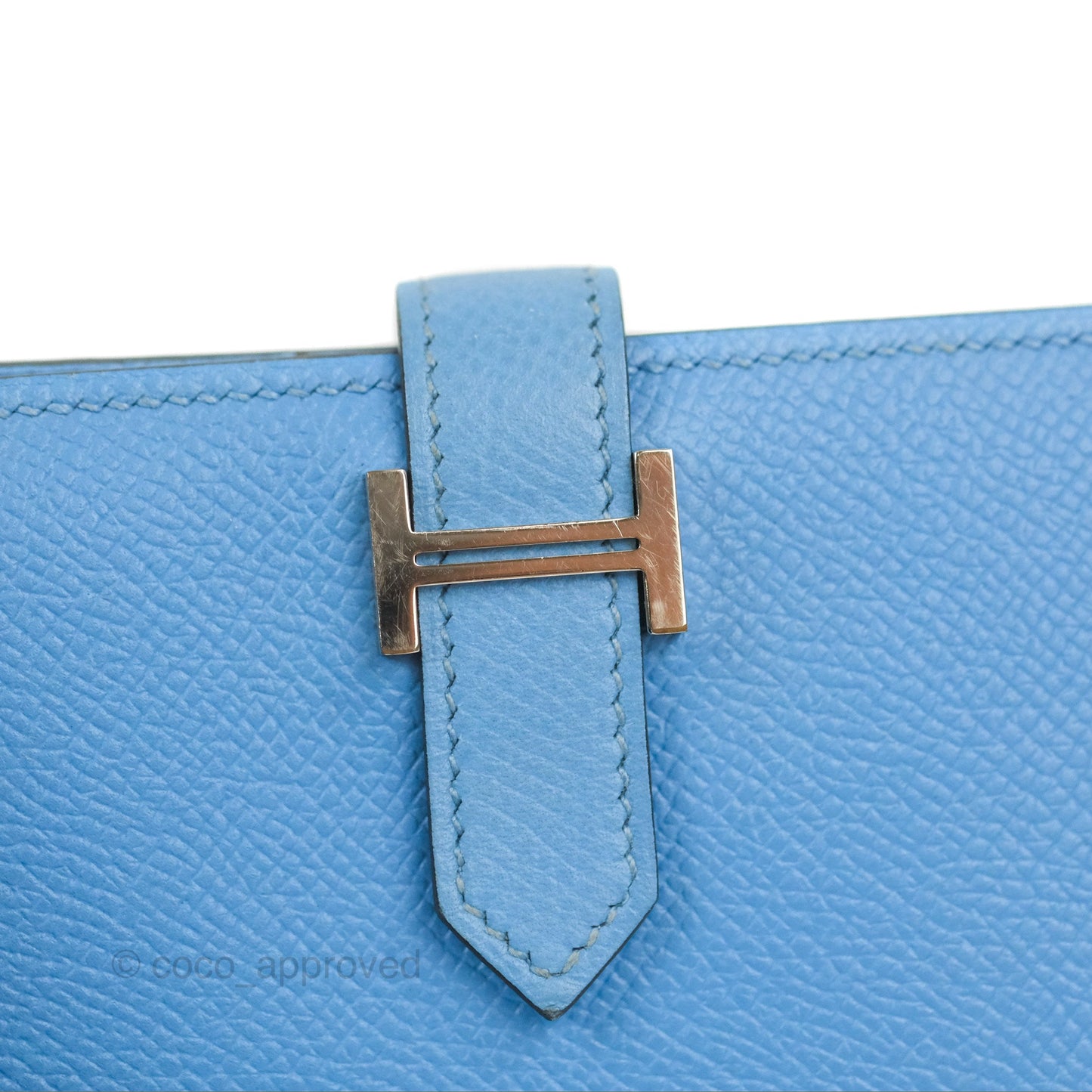Hermes Bearn Compact Wallet Blue Epsom Palladium Hardware