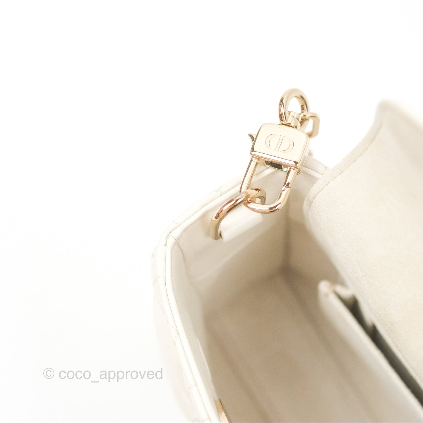 Dior Small Lady D-Joy Bag Ivory White Lambskin Cannage Gold Hardware