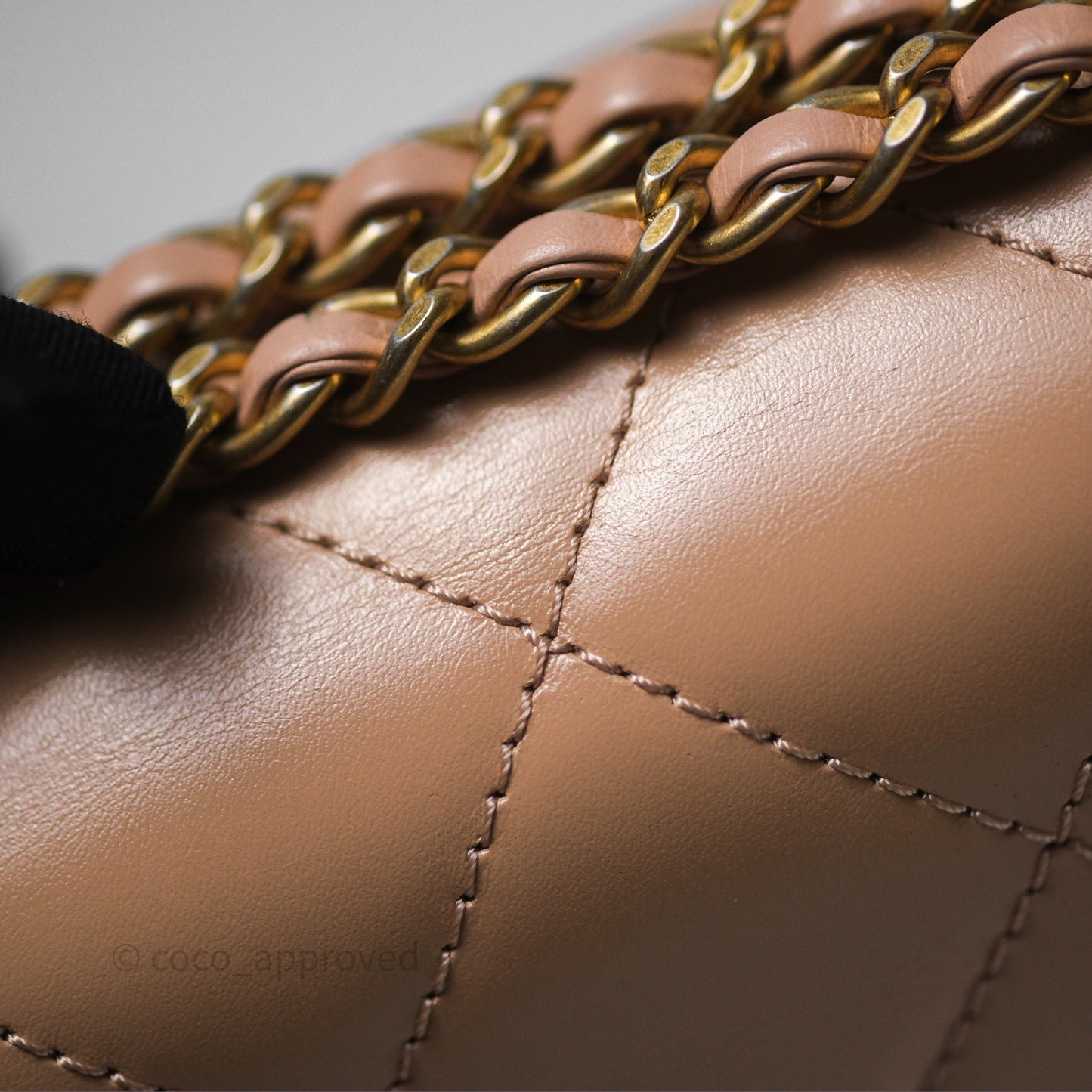 Chanel Quilted Small Perfect Fit Adjustable Beige Calfskin Gold Hardware 21A