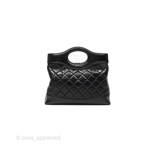 Chanel 31 Mini Black Shiny Calfskin Gold Hardware