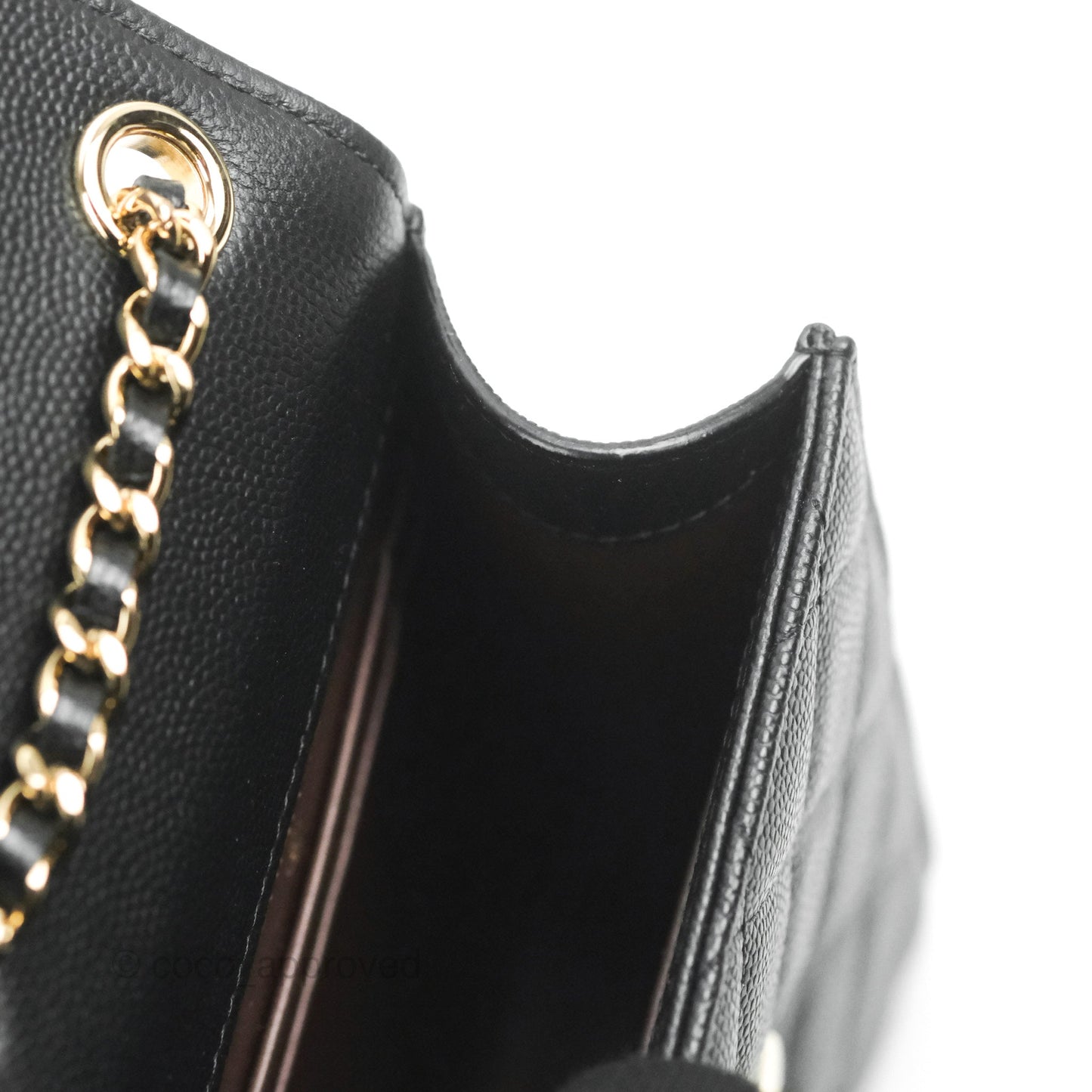Chanel Classic Quilted Phone Holder Black Caviar Gold Hardware