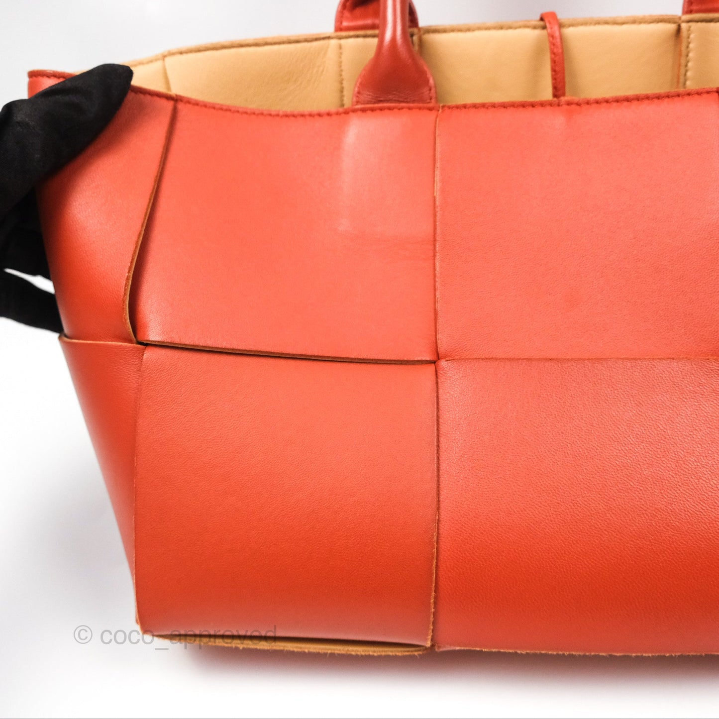 Bottega Veneta Small Arco Tote Bag Dark Orange Micro Intreccio Lambskin