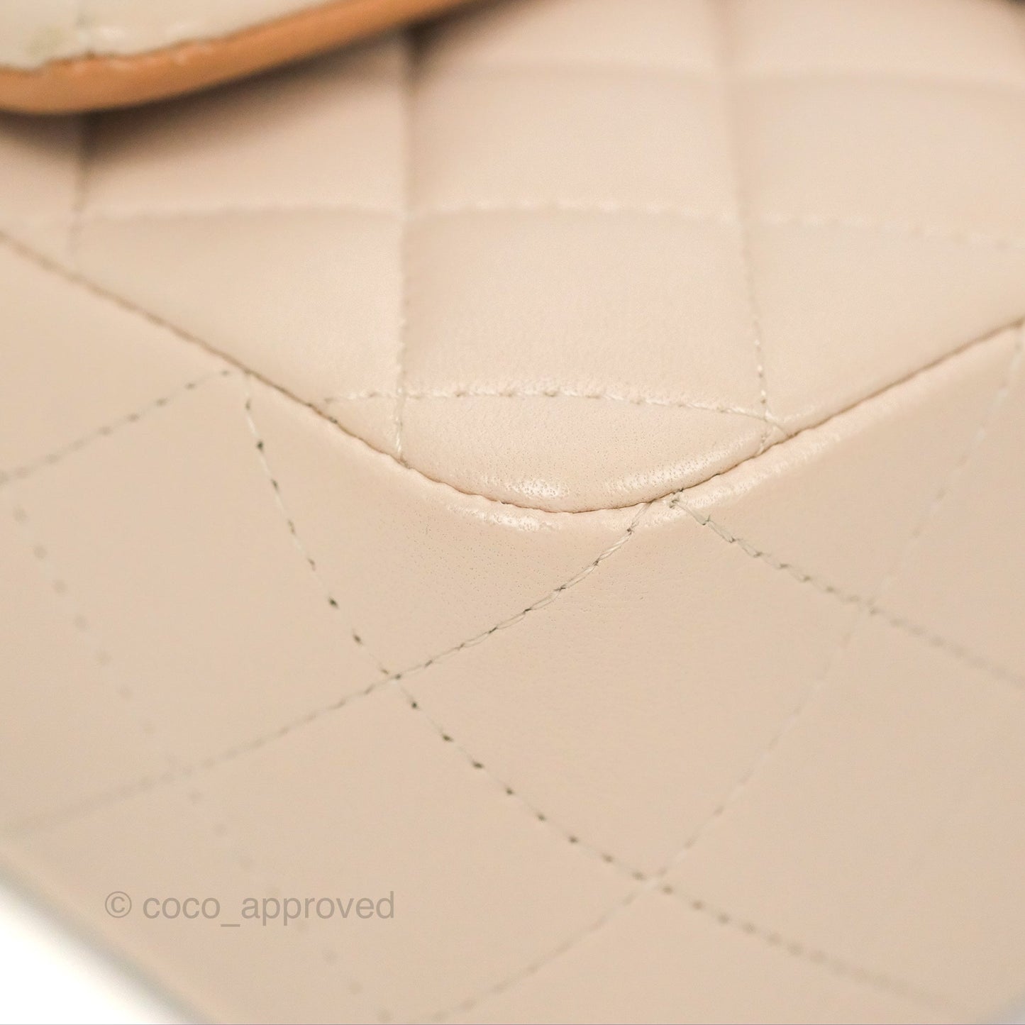 Chanel Top Handle Mini Rectangular Flap Bag Ecru/Beige Lambskin Gold Hardware 23P