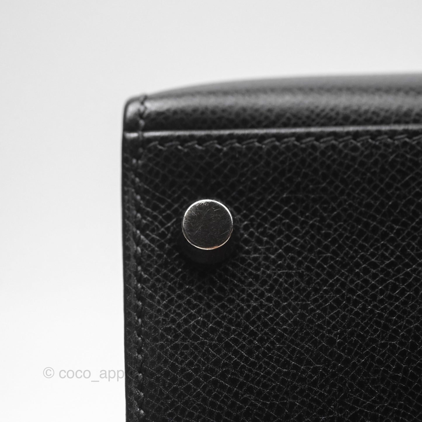 Hermès Vintage Kelly 28 Sellier Noir 89 Courchevel Palladium Hardware