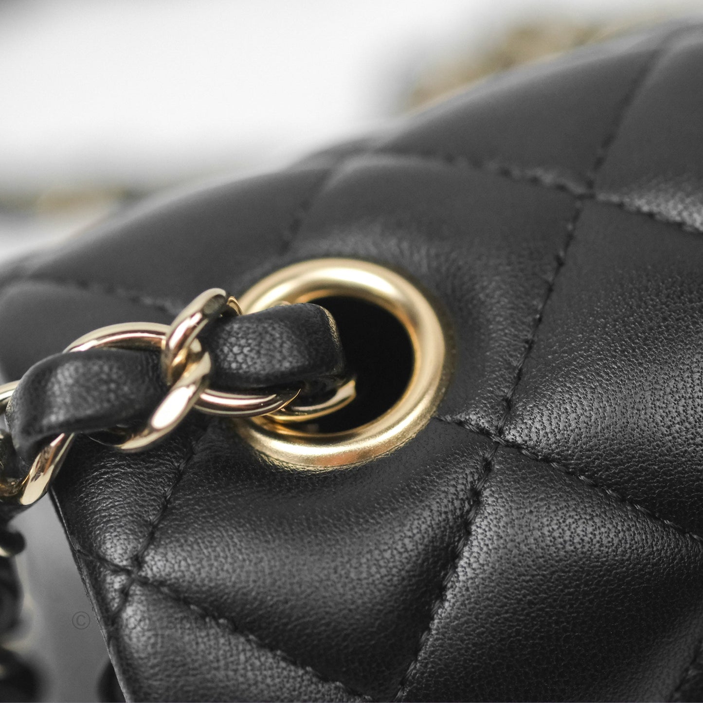 Chanel Mini Rectangular Quilted Black Lambskin Gold Hardware