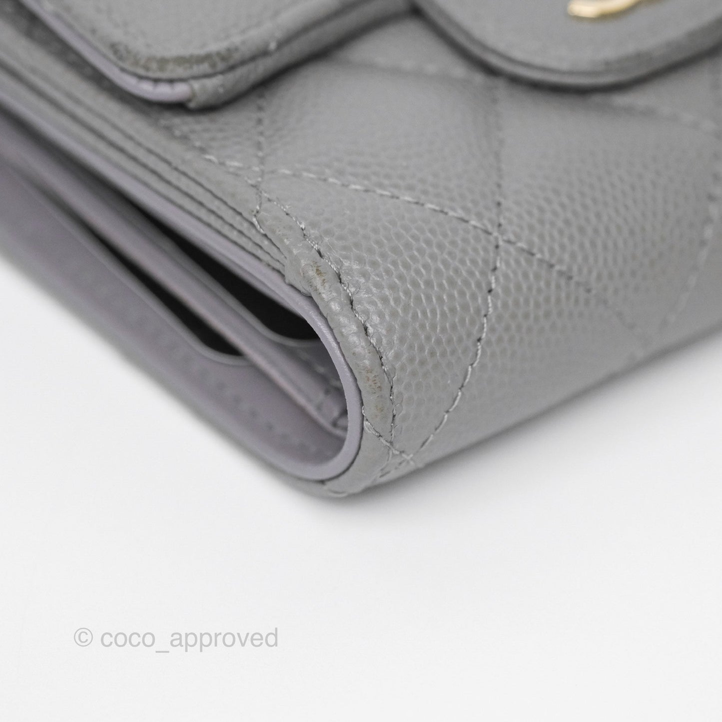 Chanel Classic Short Flap Wallet Grey Caviar Gold Hardware