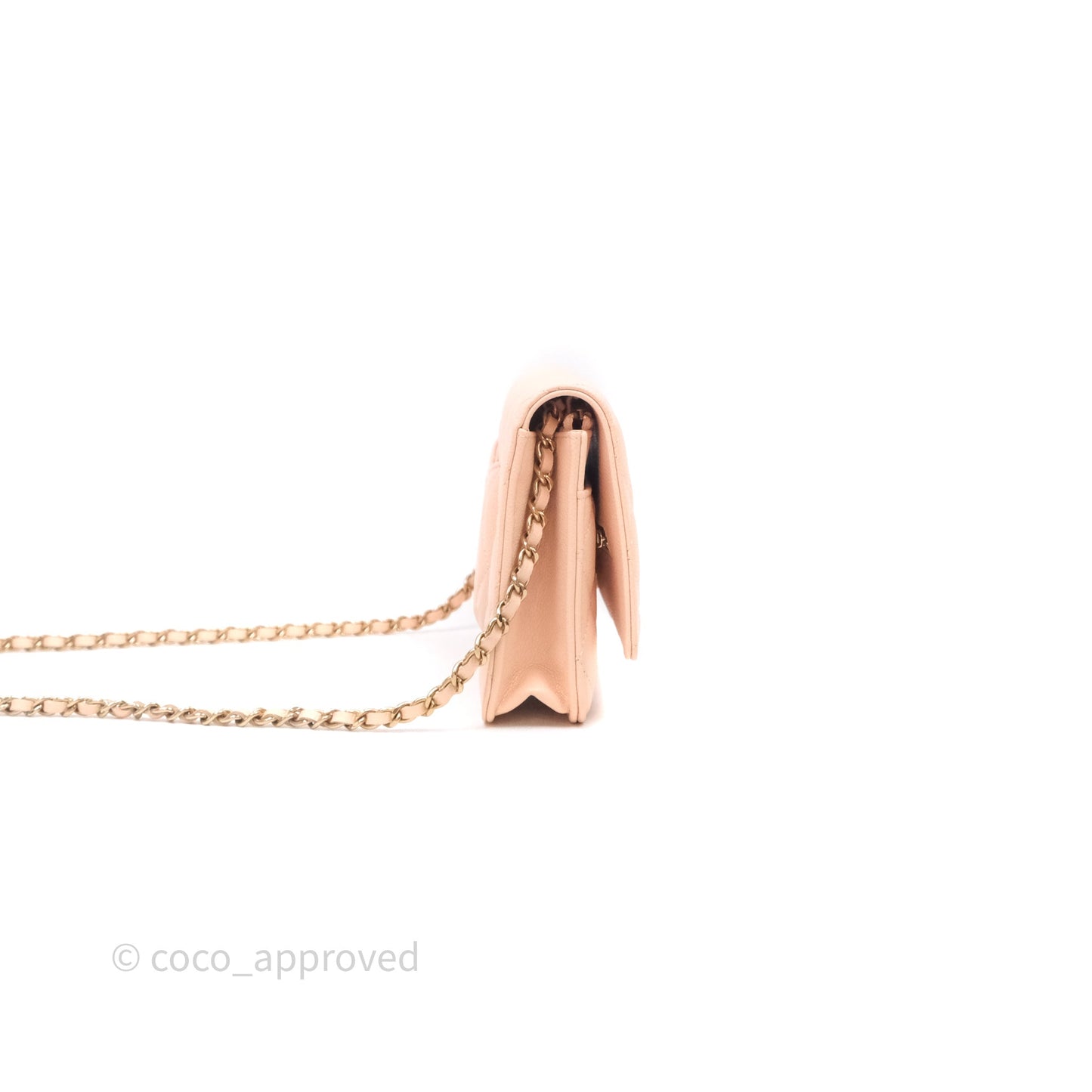 Chanel Quilted Classic Wallet on Chain WOC Pink Caviar Gold Hardware