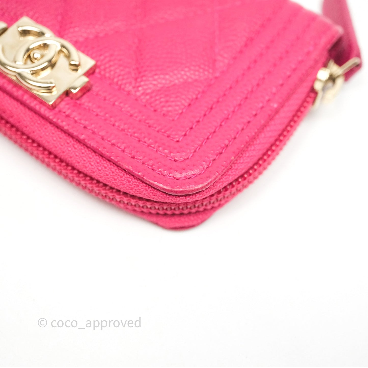 Chanel Boy Zipped Coin Purse Hot Pink Caviar Gold Hardware